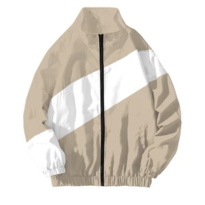 Áo Khoác Jacket Dù Unisex Form Rộng iGB Basic Trắng Be Chéo iMA God Breaker