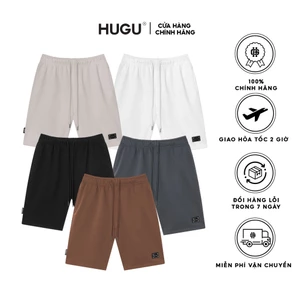 Quần thun nam ngắn màu đen, trắng kiểu dáng thể thao được gắn name tag kim loại HUGU TWIW Short thoải mái chuẩn form
