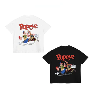 TheGlam CHÍNH HÃNG - Áo Thun Boxy UNISEX "POPEYE" Màu Trắng/Đen - TS03-15