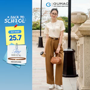 Quần Tây Nữ GUMAC Chiết Ly Ống Rộng Bản Lưng Phối Đỉa To Cách Điệu QF07026