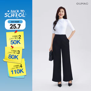 Quần Ống Rộng GUMAC Lưng Liền Chiết Ben Trước Sau Hai Túi Sườn Tiện Lợi Dễ Phối Đồ LQG05066
