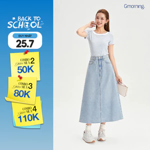 Chân Váy Jean Nữ Gmorning - GUMAC Form A Xòe Nhẹ Lai Cắt Thời Trang Trẻ Trung Hiện Đại YVJG03036