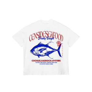 TheGlam CHÍNH HÃNG - Áo Thun Trắng "CENSIDESEAFOOD" Form Boxy UNISEX - TS02-15