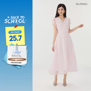 Đầm Nữ GUMAC Form A Xòe Hai Lớp Tay Ngắn Cột Eo Nữ Tính Sang Trọng Thanh Lịch Dễ Mặc Phù Hợp Đi Làm Đi Tiệc DG07052