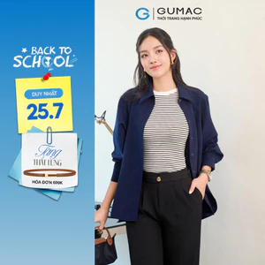 Áo Sơ Mi Nữ Tay Dài GUMAC Form Suông Vai Xệ Chất Kaki Thun Mềm Mát Công Sở AF07031