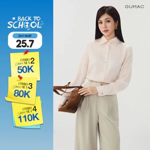 Áo Sơ Mi GUMAC Form Suông Tay Dài Chất Lụa Ánh Nhung Mềm Mại Sang Trọng LAG07001 - LAG07100