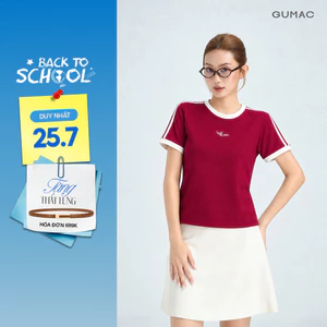 [VOUCHER 25%] Áo Thun Nữ Gmorning - GUMAC Form Lửng Tay Ngắn Phối Sọc Cá Tính Trẻ Trung Năng Động YATG06045
