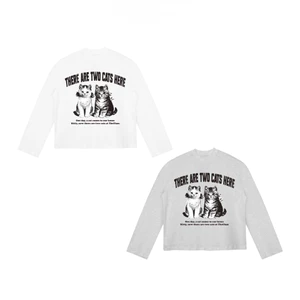 TheGlam CHÍNH HÃNG - Áo Thun Tay Dài “TWO CATS” Raglan Unisex - Màu Trắng/Xám tiêu - TS04-18