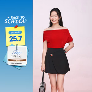 Chân Váy Nữ GUMAC Form A Ngắn Đắp Layer Đính Nút Chất Kaki Thun Co Giãn Tôn Dáng VF05032