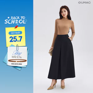 Chân váy nữ xếp ly GUMAC dáng A xếp ly thân trước có túi xéo hai bên LVG0303