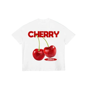 TheGlam CHÍNH HÃNG - Áo thun Trắng "CHERRY" UNISEX Form Boxy - Áo Thun Cherry - TS02-03