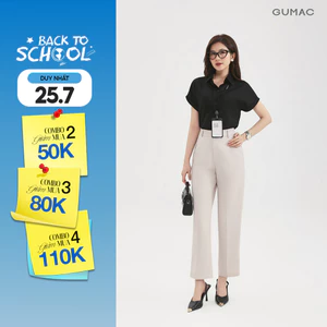 Quần Tây Nữ Ống Đứng 91cm GUMAC Quần Baggy Công Sở Lưng Cao Cài Khuy Chất Tuyết Mưa LQE0819
