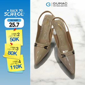 Giày Cao Gót Nữ GUMAC Thiết Kế Mũi Nhọn Cao 7cm Phối Khóa Thanh Lịch Sang Trọng GF07035