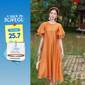 [SALE] Đầm nữ GUMAC suông thêu hoa  QPE11042 - BST Áo dài Duyên 2025