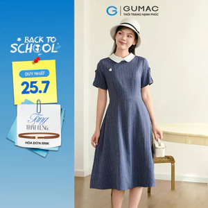 Đầm nữ GUMAC phối cổ đính nút  DF11002