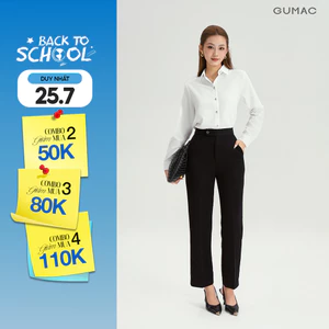 Quần Ống Đứng Nữ 95cm GUMAC Quần Tây Lưng Cao Quai Dê Chất Tuyết Mưa Công Sở Cạp Cao LQF0626