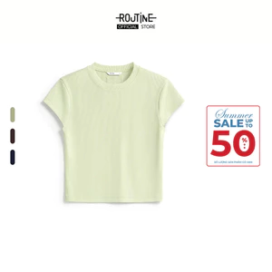 Áo Thun Gân Nữ Tay Ngắn Trơn Form Fitted Cropped - Routine 10S25TSSW005