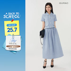 Set lẻ Áo Kiểu Nữ GUMAC Form Suông Lửng AG06004 - Chân Váy Nữ GUMAC Form A Xòe Nhún Hai Lớp Thanh Lịch VG06003