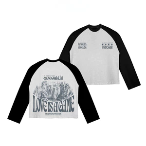 TheGlam CHÍNH HÃNG - Áo Thun Tay Dài Raglan UNISEX "LOVE IS A GAME" Màu Xám/Đen - TS05-08