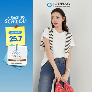 Áo thun nữ GUMAC cánh dơi form suông thoải mái thêu art  ATF09005
