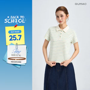 Áo Polo Nữ Gmorning - GUMAC Form Ôm Cổ Bẻ Tay Ngắn Nút Đồng Màu Tinh Tế Thanh Lịch YAPG07024