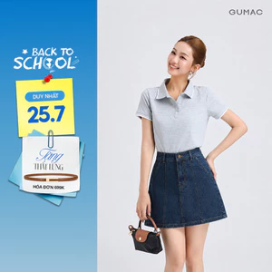 Chân Váy Jeans Nữ GUMAC Form A Thêu Chỉ Nổi Có Lót Quần Trẻ Trung Dễ Phối Đồ Đi Chơi Đi Học LVJG06015