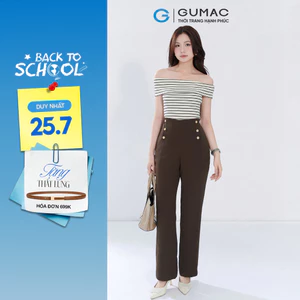 Quần Tây Nữ GUMAC Ống Suông Lưng Liền Đính Nút Trang Trí Tinh Tế Sang Trọng QF05028