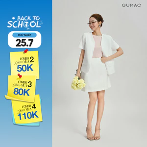 Set Lẻ Công Sở GUMAC Áo Khoác Blazer 2 Lớp OWG04096 - Chân Váy Chữ A Dáng Ngắn 2 Lớp Vải Bố Cao Cấp VG04089