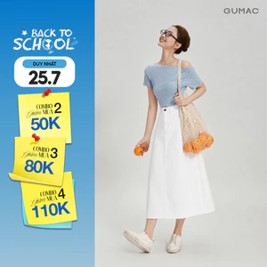 Chân Váy Jeans Nữ GUMAC Form A Dài Qua Gối Thanh Lịch Tôn Dáng Hiện Đại LVG06046