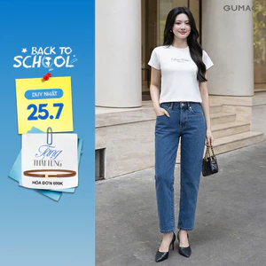 Quần jeans baggy nữ Gmorning - GUMAC dài 89cm tôn dáng chất liệu demim mềm mịn thoáng mát đứng form thoải mái YQJF07044