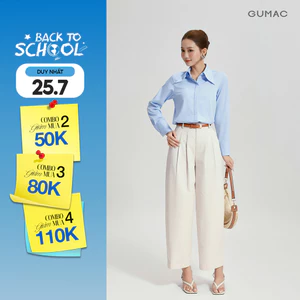 Quần Tây Nữ GUMAC Phom Ống Cong Hiện Đại Hai Ly Thân Trước Lưng Bản 4cm Chỉn Chu Tinh Tế QG06062