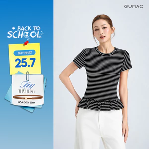 Áo Thun Nữ GUMAC Form Ôm Cổ Tròn Tay Ngắn Lai Bèo Nữ Tính Phù Hợp Đi Làm Đi Chơi Hằng Ngày LATG06043