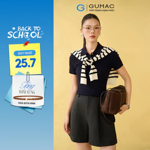 Quần short nữ GUMAC quai dê quần có xếp li đánh form A nhẹ  SHF10010