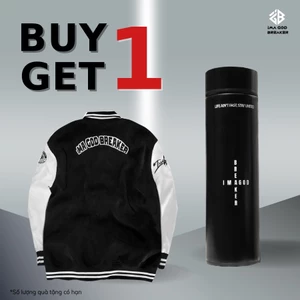 TẶNG BÌNH GIỮ NHIỆT - Áo Khoác Bomber Unisex Black White Varsity local brand iMA God Breaker (iGB)
