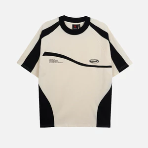 Áo thun NEEDS OF WISDOM Mixed Boxy Raglan Tee - Cream/Black - Local Brand Chính Hãng