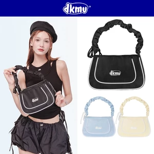 Túi xách nữ quai nhún phối viền DKMV in chữ su nổi vải canvas dây rút nơ dễ thương màu xanh, kem, đen Nichu Bag | K-B42