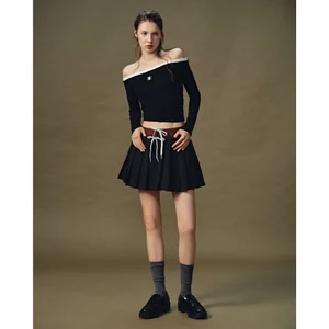 Eleven - Chân Váy Xếp Ly Đắp Giống Mono | Màu Đen