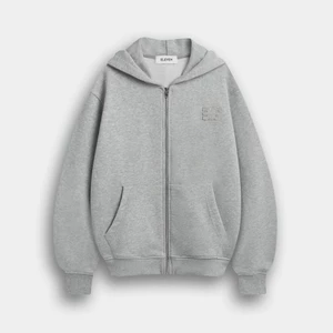 Eleven - Áo Nỉ Unisex Nam Nữ Có Nón Cài Khoá Thêu Đắp Giống Mono | Màu Xám