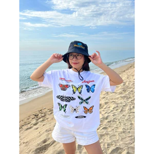 TheGlam CHÍNH HÃNG - Áo Thun Trắng "BUTTERFLY GALLERY" UNISEX Form Boxy - TS02-13
