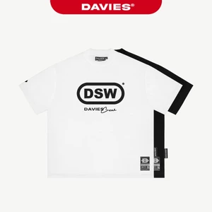 Áo thun nam nữ tay ngắn in chữ DAVIES cổ tròn form rộng thoải mái thun cotton mềm mại màu đen, trắng Cipher Tee | D-T51