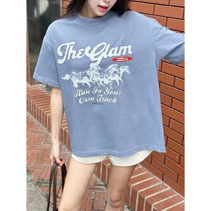 TheGlam CHÍNH HÃNG - Áo Thun Xanh Xám "Run In Your Own Track" Form Boxy UNISEX - TS06-07