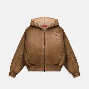 Áo khoác nỉ NEEDS OF WISDOM Patch Hoodie - Washed Brown - Local Brand Chính Hãng