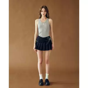 Eleven - Áo Tank Top Vải Thun Gân Thêu Mono | Màu Xám