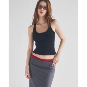 Eleven - Áo Tank Top Vải Thun Gân Thêu Mono | Màu Đen