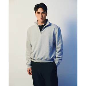 Eleven - Áo Nỉ Unisex Nam Nữ Cổ Khóa Kéo Thêu Mono | Màu Xám