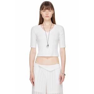 Áo Thun Raglan Nữ Rách Màu Trắng - BEUTER® WMNS DISTRESSED RAGLAN T-SHIRT - WHITE