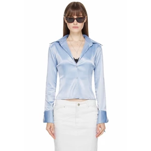 Áo Sơ Mi Lụa Satin Nữ Màu Xanh - BEUTER® WMNS SATIN SHIRT - ASH BLUE