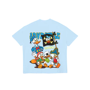 TheGlam CHÍNH HÃNG - Áo Thun Xanh Baby Blue "ADVENTURE DUCK" UNISEX Form Boxy Nam Nữ - TS03-17