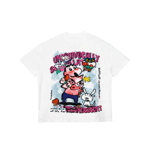 TheGlam CHÍNH HÃNG - Áo Thun Trắng "CUTE CHAOS" UNISEX Form Boxy Nam Nữ - TS03-12