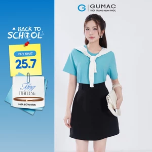 Quần váy nữ form A  GUMAC dây kéo sau có túi vải carolan xược cao cấp SHF06037